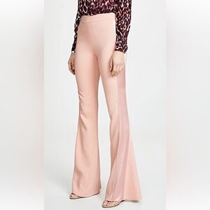 CUSHNIE High Waisted Flare Pants In Pink Sand